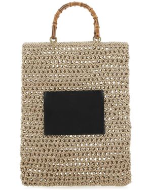 Jil Sander Beige Seil mittelgroße Einkaufstasche - Schwarz