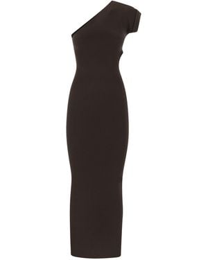 Max Mara Arda1234 Ribbed Viscose Dress - Brown