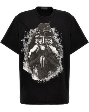 Yohji Yamamoto Gedrucktes T -Shirt - Schwarz