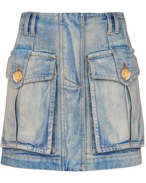 Balmain Belted Skirt - Blue