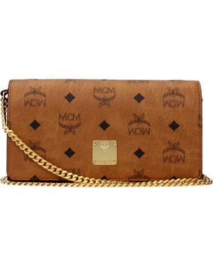 MCM Cognac Fabric Pochette - Brown