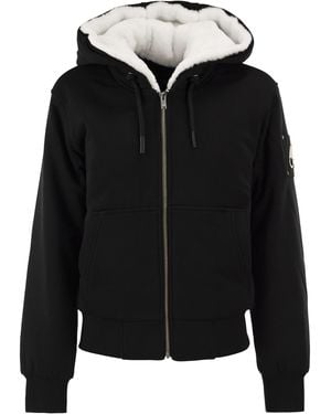 Moose Knuckles Classic Bunny Hooded Sweatshirt With Faux Fur Lining - Black