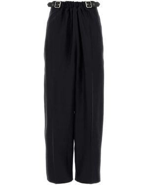 Loewe Wool Blend Wide-Leg Pant - Black