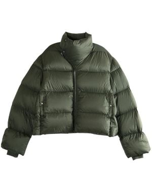 Rick Owens Down Jacket With Asymmetrical Zip - Green