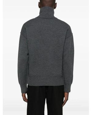 Ami Paris Pull Col Cheminee De Coeur - Grey