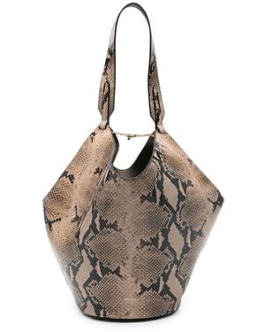 KHAITE Lotus Small Leathet Bucket Bag - Metallic