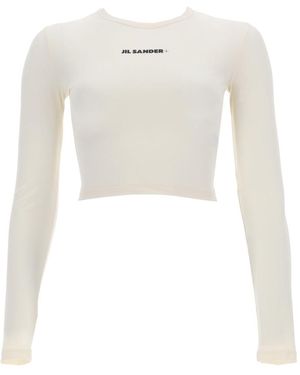 Jil Sander Logo Crew Neck Top - White