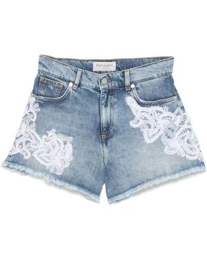 ERMANNO FIRENZE Embroidered Denim Shorts - Blue