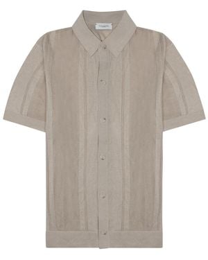 Paolo Pecora Short-Sleeve Knit Button-Up Shirt - Grey