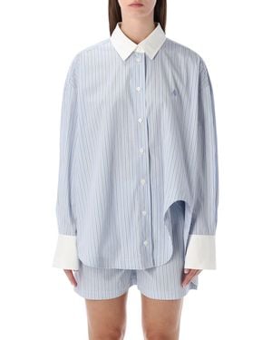 The Attico Diana Oversized Striped Shirt - Blue