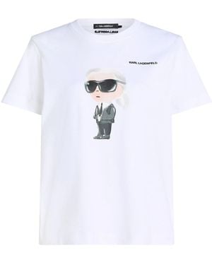 Karl Lagerfeld Weiße Bio -Baumwoll -Logo T -Shirt