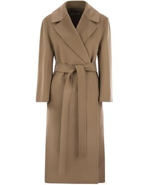 Max Mara Livia Woll -Dressingkleid Mantel - Natur