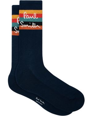 Paul Smith Katoenen Gestreepte Sokken - Blauw
