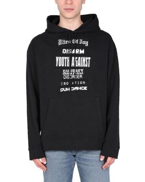 Raf Simons Relaxed Fit Cotton Hoodie With Drawstring - Black