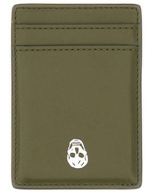 McQueen Magnetic Card Holder "Skull" - Green