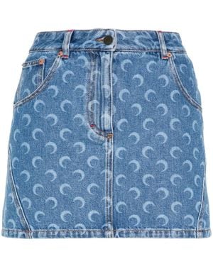 Marine Serre Deadstock Jeans-Minirock - Blau