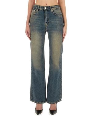Moschino High-Waisted Flared Denim Jeans With Vintage Wash - Blue