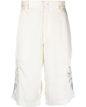 Bluemarble Gestickte Blumenshorts - Weiß