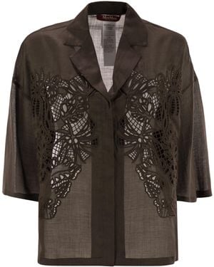 Max Mara Legno Boxy Shirt in Ramie Canvas - Schwarz