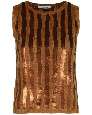 Max Mara 'Golia' Brown Linen Tank Top - Marrón