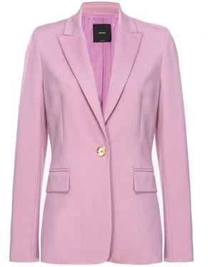 Pinko Tailored Blazer With Single Button Closure And Classic Pockets - Pink