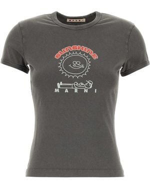 Marni Graphic Crew Neck T-Shirt - Grey