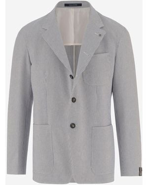 Tagliatore Single Breasted Striped Jacket - Gray