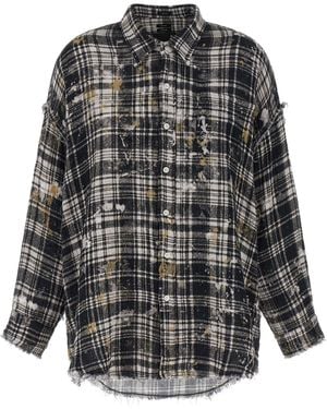 R13 Fringed Oversized Cotton Shirt - Grau