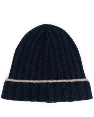 Brunello Cucinelli Gerippte Beanie Aus Kaschmir - Blau