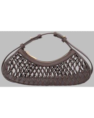Cult Gaia Woven Leather Shoulder Bag - Grey