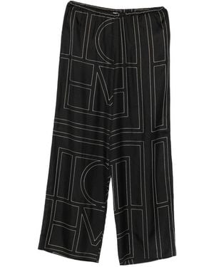 TOTEME Monogram Silk Pyjama Pants - Black
