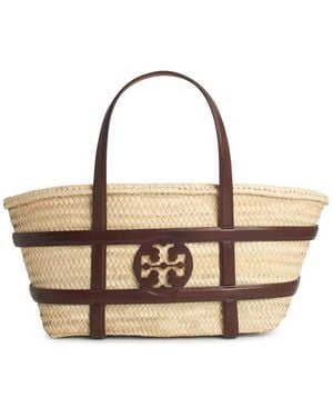 Tory Burch 'Ella' Eimerbeutel im Beige Stroh - Natur