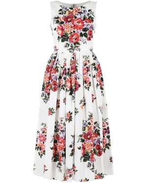 Dolce & Gabbana 'fiori' Witte Katoenen Jurk