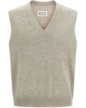 Maison Margiela Bouclé Knit Vest - Natural