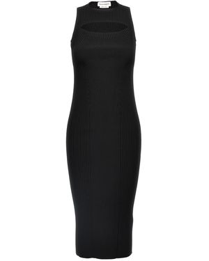 McQueen Ribbed Knit Midi Dress - Schwarz