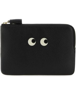 Anya Hindmarch Leather Loose Pocket Eyes Pouch - Black
