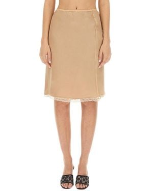 Gucci Silk Chiffon Skirt - Natural