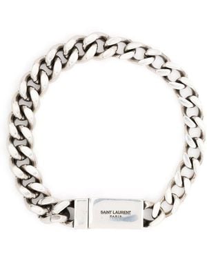 Saint Laurent Schakelarmband Met Gegraveerd Logo - Metallic