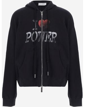 MATIERES FECALES Cotton Hoodie With Zipper - Black