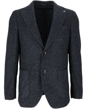 BRERAS Milano Giacca Uomo Herringbone Tailored Blazer - Blue
