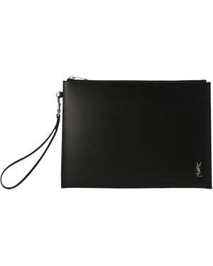 Saint Laurent 'Tiny Cassandre' Case de tableta pequeña - Negro