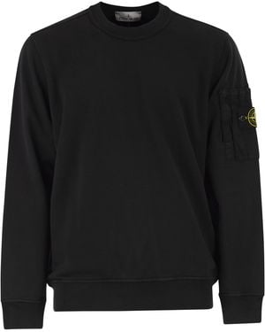 Stone Island Sudadera de corte estándar con cuello redondo y bolsillo de temporada de - Negro