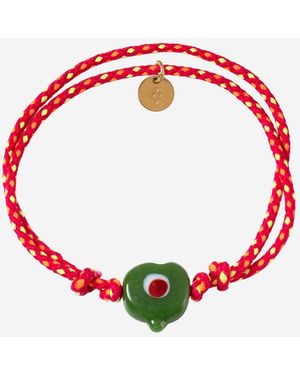 Sorbet Island Guardian Bracelet With Glass Bead - Red
