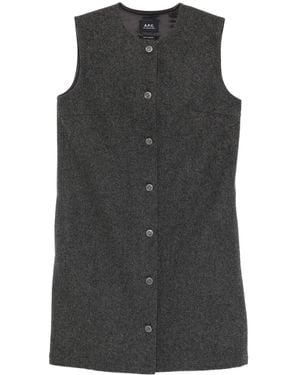 A.P.C. Robe Boutonnée À Manches Courtes Froncées - Noir