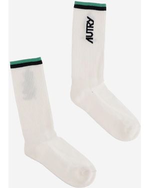 Autry Cotton Socks With Logo - White