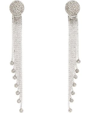 Alessandra Rich Crystal Fringes Earrings - White