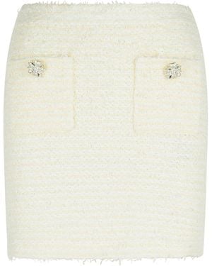 Self-Portrait Zelfportret 'boucle' Cream Cotton Blend Minirok - Naturel