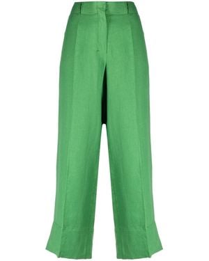 Max Mara Linen Cropped Trousers - Green