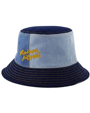Maison Kitsuné Denim Eimer Hut Baumwollblau