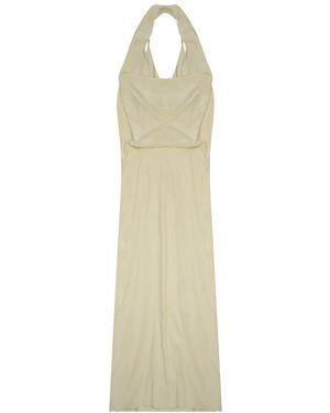 Alysi Silk Suit Dress With Sneck Detail - White
